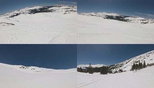 滑雪第一视觉滑雪场滑雪雪景蓝天白云高清在线视频素材下载