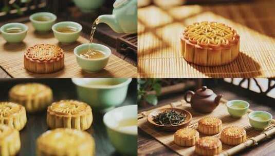 中秋节月饼节日氛围静物美食高清在线视频素材下载