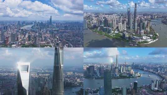 上海陆家嘴城市天际线俯瞰高清在线视频素材下载