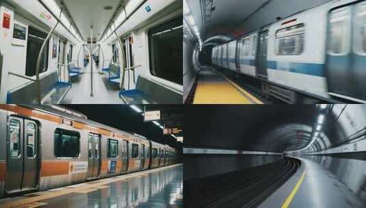 现代无人驾驶地铁穿梭城市高清在线视频素材下载