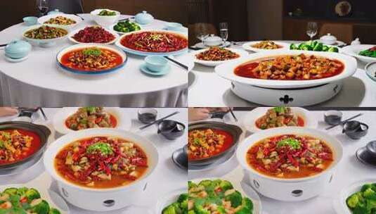 丰盛的中式宴席高清在线视频素材下载