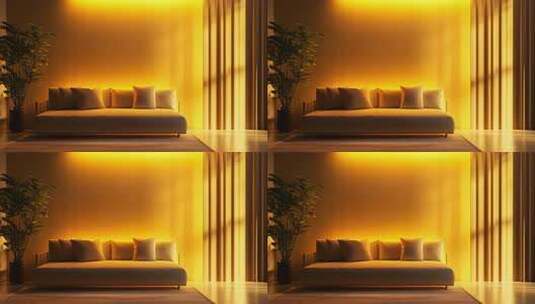 现代客厅温馨氛围家居场景展示高清在线视频素材下载