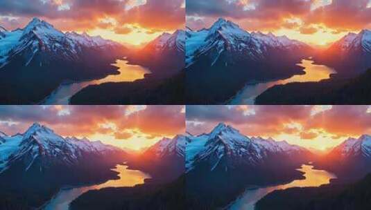 高原雪山森林河流湖泊冰川自然风景航拍4K高清在线视频素材下载