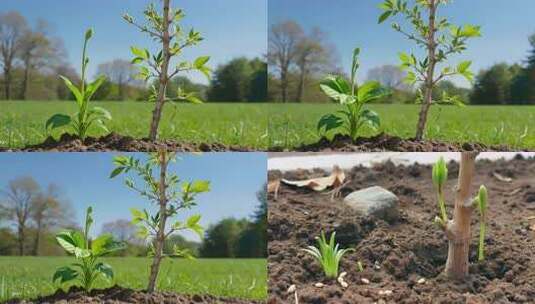田野中新生植物生长延时拍摄高清在线视频素材下载
