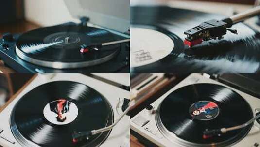 黑色唱片机播放复古黑胶唱片高清在线视频素材下载