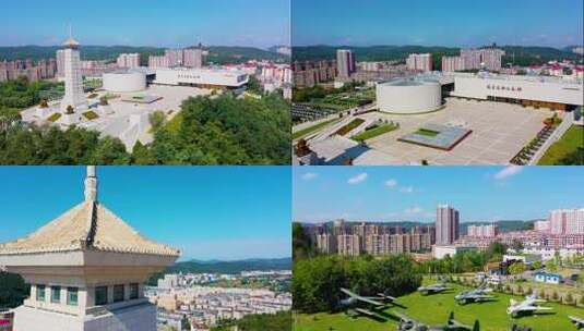 丹东抗美援朝纪念航拍延时实拍高清在线视频素材下载