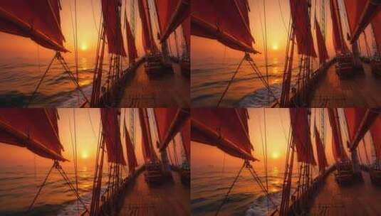 乘风破浪扬帆起航海鸥帆船航行海浪高清在线视频素材下载