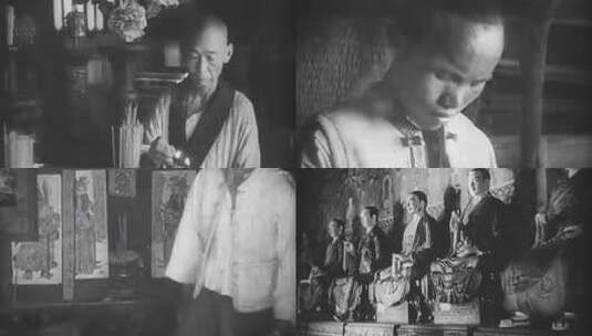 19世纪寺庙僧人佛像高清在线视频素材下载