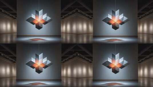 艺术画廊内的几何光影雕塑高清在线视频素材下载