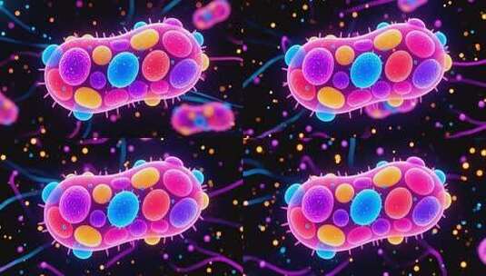 彩色细菌3D渲染素材高清在线视频素材下载
