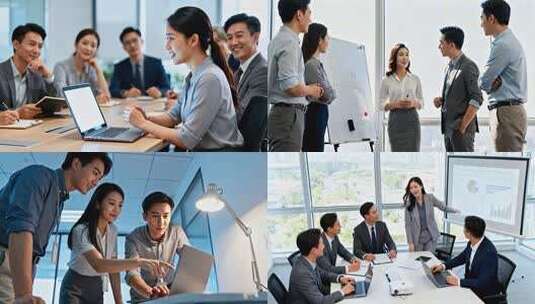 商务团队会议讨论 职场精英办公协作高清在线视频素材下载