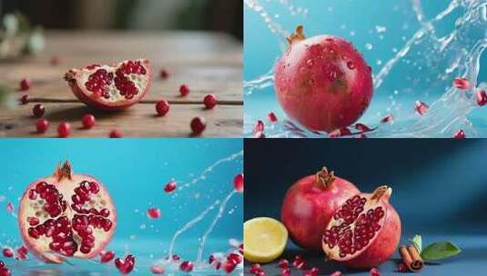 石榴入水溅起水花特写高清在线视频素材下载