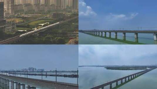 城市高铁经济发展和谐号复兴号穿越城市高清在线视频素材下载