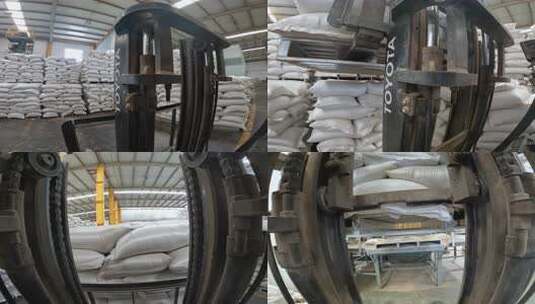 叉车搬运袋装货物高清在线视频素材下载