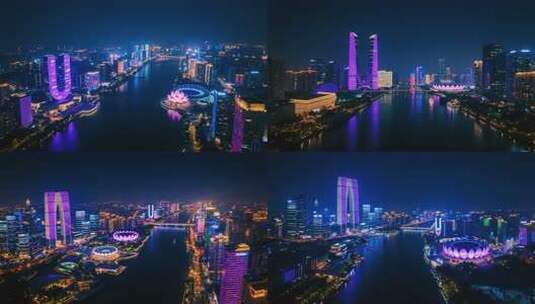 苏州城市夜景俯瞰全景高清在线视频素材下载