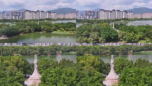 4K清远市飞来湖希望雕像高清在线视频素材下载