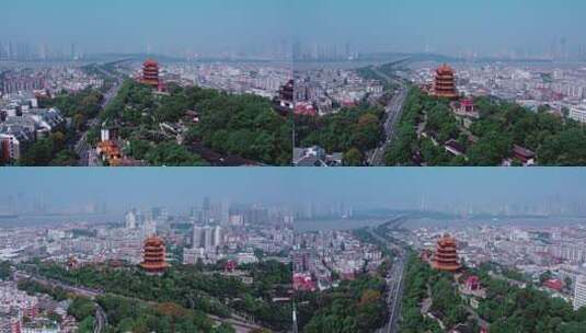 武汉黄鹤楼城市全景俯瞰高清在线视频素材下载