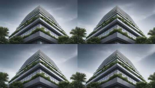 垂直绿化建筑仰视视角呈现生态都市感高清在线视频素材下载