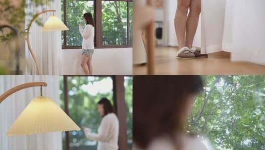 美女居家休闲看向窗外高清在线视频素材下载