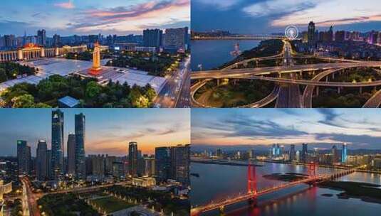 南昌城市立交桥与摩天轮夜景俯瞰高清在线视频素材下载