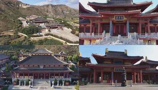 河北保定兜率寺山间古建筑群俯瞰高清在线视频素材下载