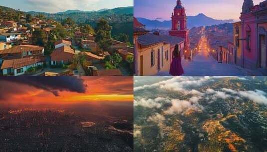 玻利维亚 城市日落全景俯瞰高清在线视频素材下载