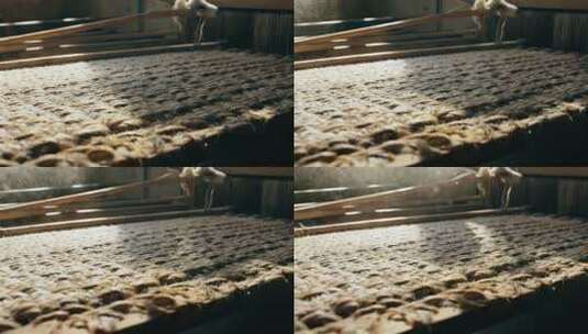 传统织布工艺近景画面高清在线视频素材下载