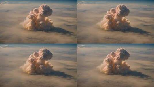 空中爆炸烟雾特效画面高清在线视频素材下载