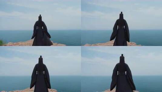 海边古风男子眺望远方高清在线视频素材下载