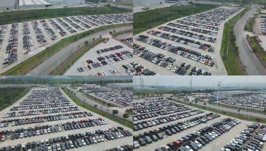 永川长城汽车制造基地停车场航拍高清在线视频素材下载