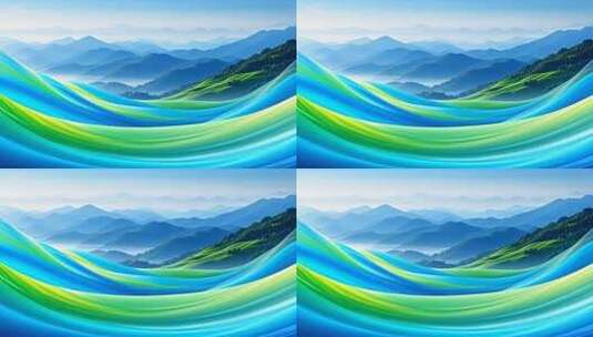 山水背景动感彩色波浪画面高清在线视频素材下载