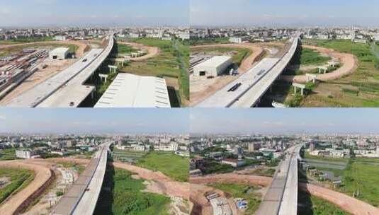 城市快速路建设航拍全景高清在线视频素材下载