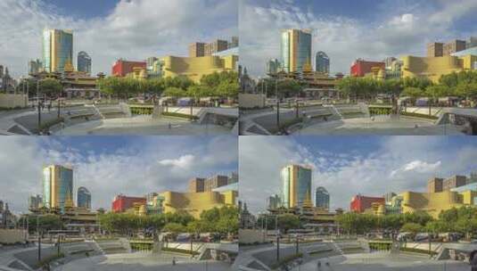 上海静安寺丰盛里静安寺广场人流延时摄影高清在线视频素材下载