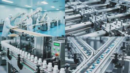 洁净车间中药品生产流水线高清在线视频素材下载