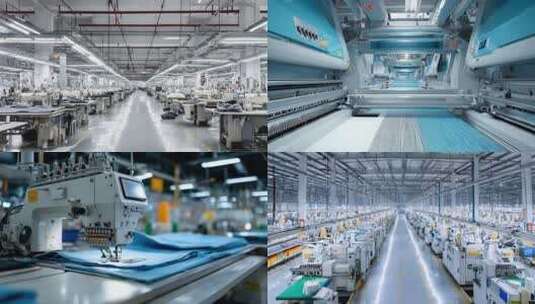 服装生产纺织服装纺织工厂流水线高清在线视频素材下载