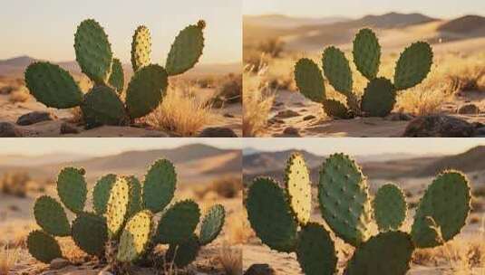 沙漠中的仙人掌植物特写高清在线视频素材下载