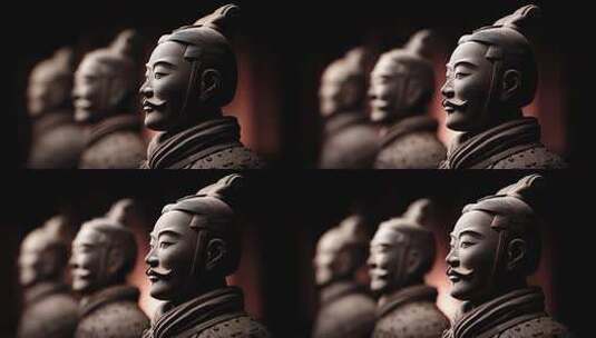 秦始皇兵马俑侧面特写展现历史的厚重感高清在线视频素材下载