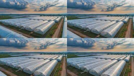 航拍农业大棚基地【4K】高清在线视频素材下载