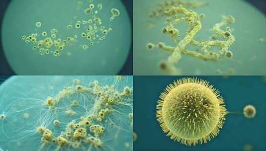 显微镜下的黄曲霉 致癌物 发霉黄曲霉残留高清在线视频素材下载