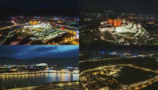 西藏拉萨夜景 布达拉宫夜景高清在线视频素材下载