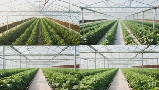 温室大棚内蔬菜种植场景高清在线视频素材下载
