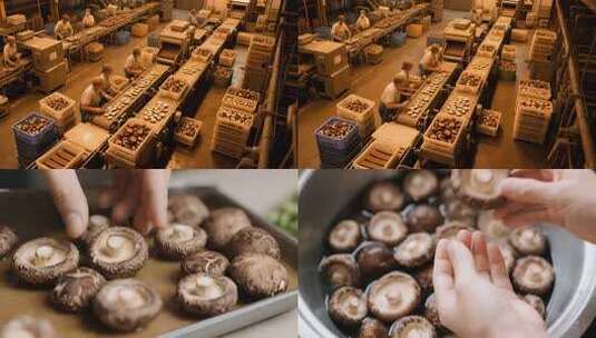 工厂工人操作食品加工流水线高清在线视频素材下载