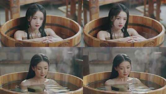 古风美人沐浴高清在线视频素材下载