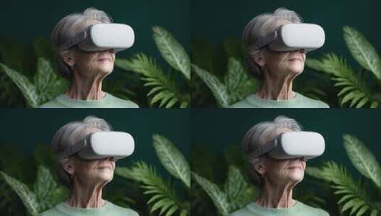 老人在虚拟现实中体验科技未来高清在线视频素材下载