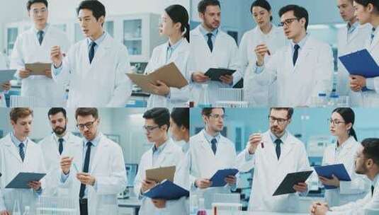 实验室医生交流探讨场景高清在线视频素材下载