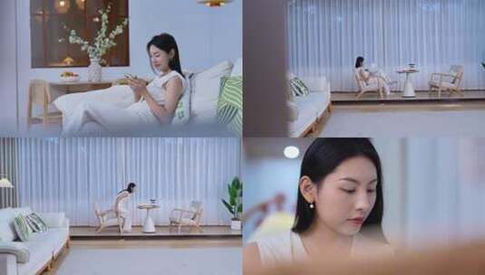 室内女子休闲居家生活高清在线视频素材下载