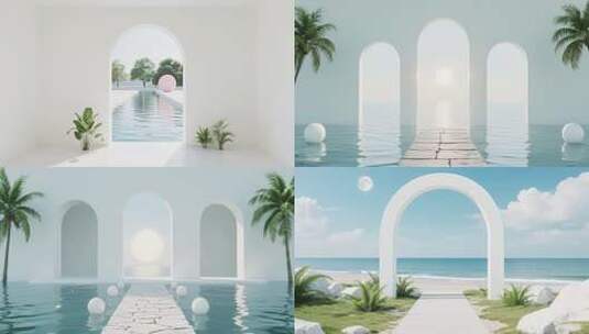 现代简约抽象3D景观艺术场景高清在线视频素材下载