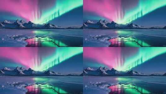 北极雪山极光风景高清在线视频素材下载