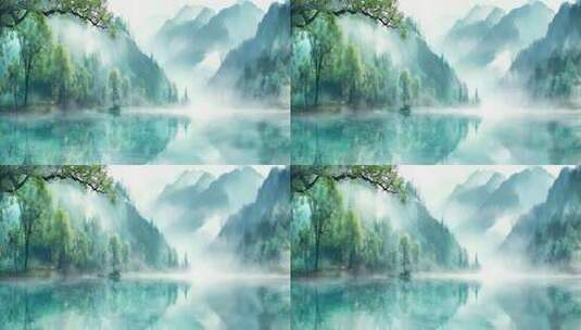 绿色山水意境视频自然风光背景素材高清在线视频素材下载