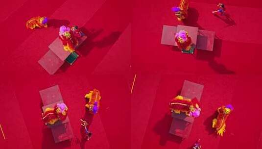 喜庆祥和的舞龙舞狮表演高清在线视频素材下载